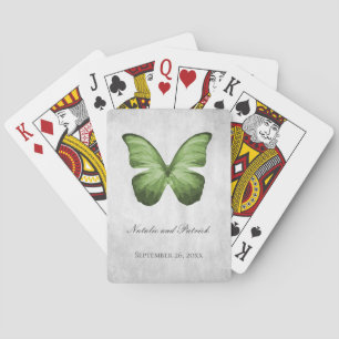 Green Butterfly Wedding Playing Cards