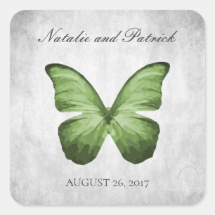 Green Butterfly Wedding Stickers