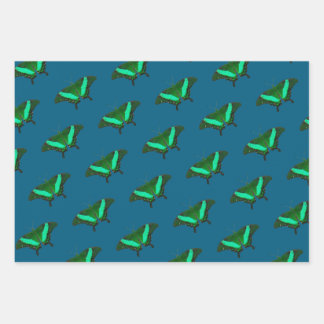 Green Butterfly Wrapping Paper Sheet