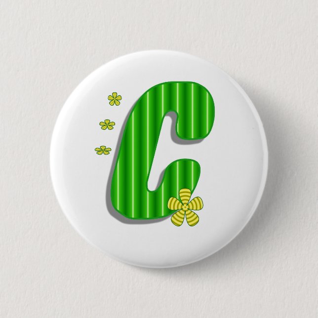 green C monogram 2 Inch Round Button (Front)