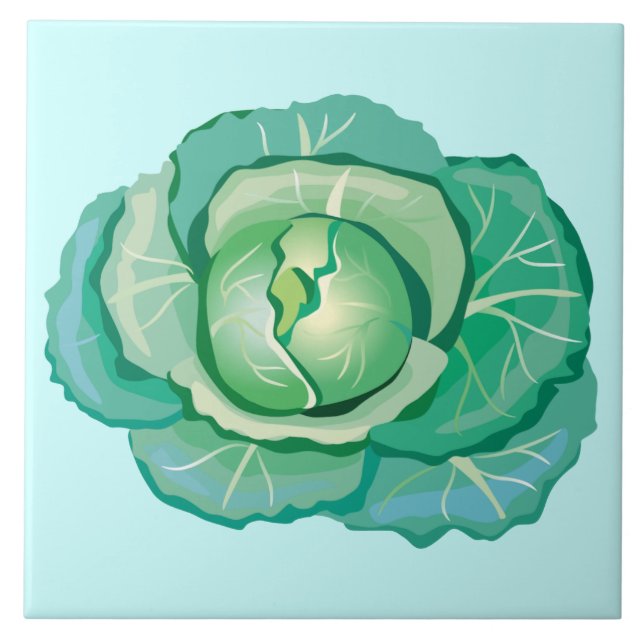 Green Cabbage Decorative Kitchen Tile (Front)