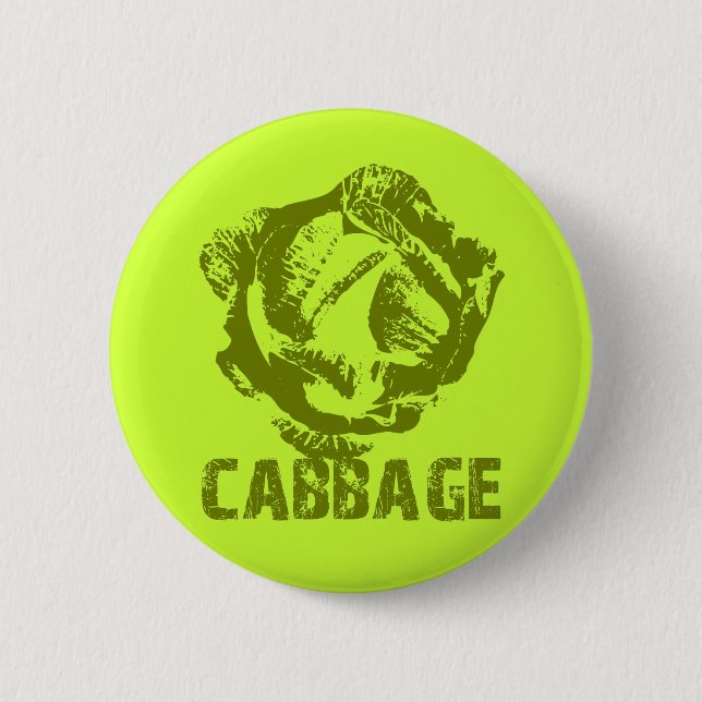 Green Cabbage Pop Art Button (Front)