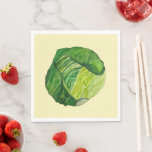 Green Cabbage Yellow Napkin<br><div class="desc">This is an ink painting of a green cabbage.</div>