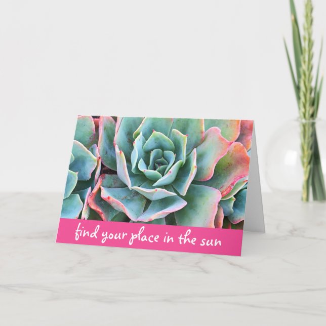 Green Cacti Photo Find Your Place In Sun Script Card (Front)