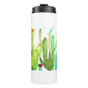 Green cactus cacti succulent desert watercolor thermal tumbler