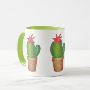 Green Cactus Flower Bloom Cacti Garden Mug