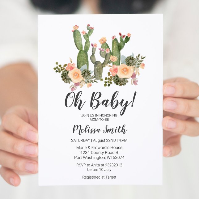 Green Cactus garçon invitation baby shower (Créateur téléchargé)