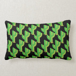 Green cactus lumbar pillow