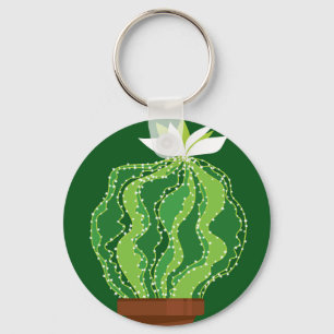 Green cactus: natural abstract motif. keychain