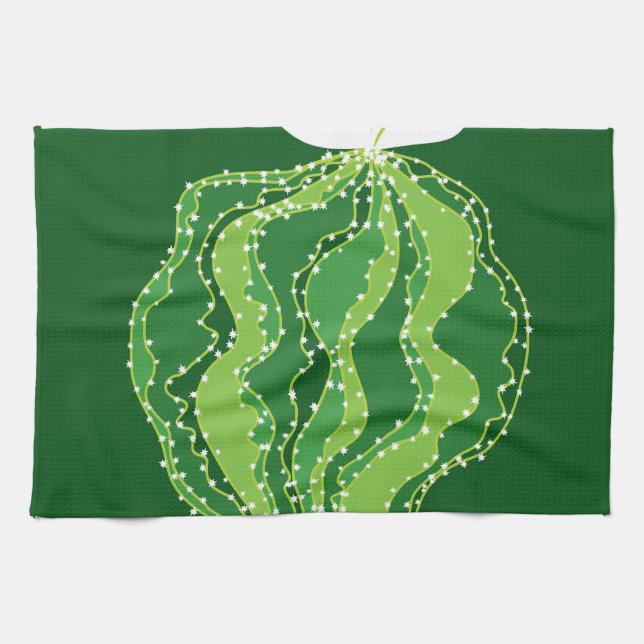 Green cactus: natural abstract motif. kitchen towel (Horizontal)