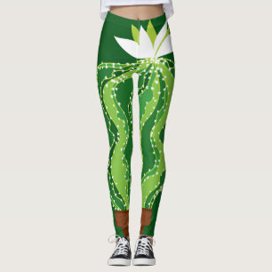 Green cactus: natural abstract motif. leggings