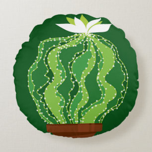 Green cactus: natural abstract motif. round pillow
