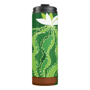 Green cactus: natural abstract motif. thermal tumbler