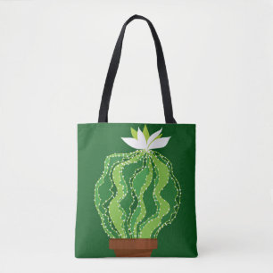 Green cactus: natural abstract motif. tote bag