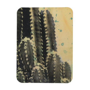 Green Cactus on Yellow Background Magnet