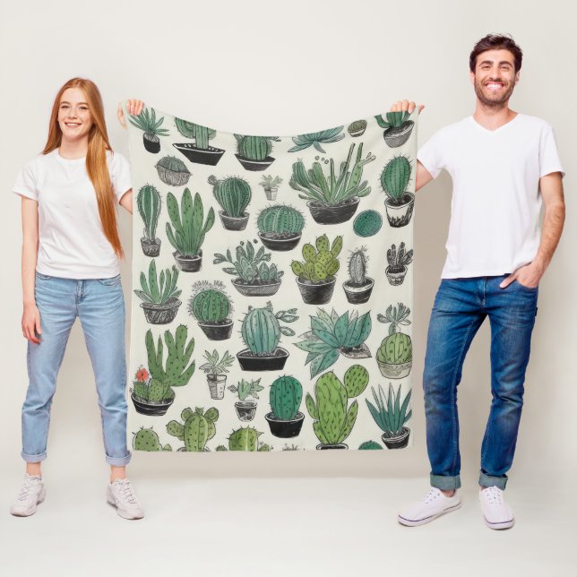 Green Cactus Pattern Blanket (In Situ)