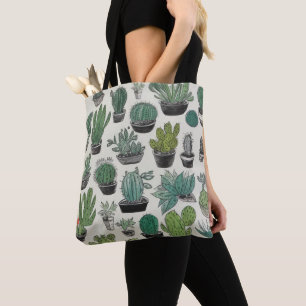 Green Cactus Pattern Tote Bag