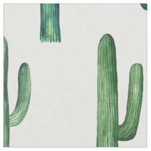 Green cactus pattern. Watercolor cacti. Botanical Fabric