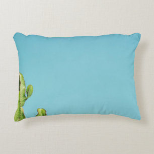 Green cactus plant accent pillow