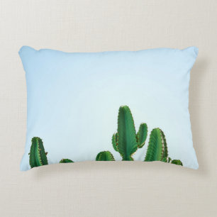 Green cactus plant in white background accent pillow