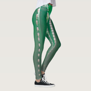 Green cactus plant leaves pastel leggings