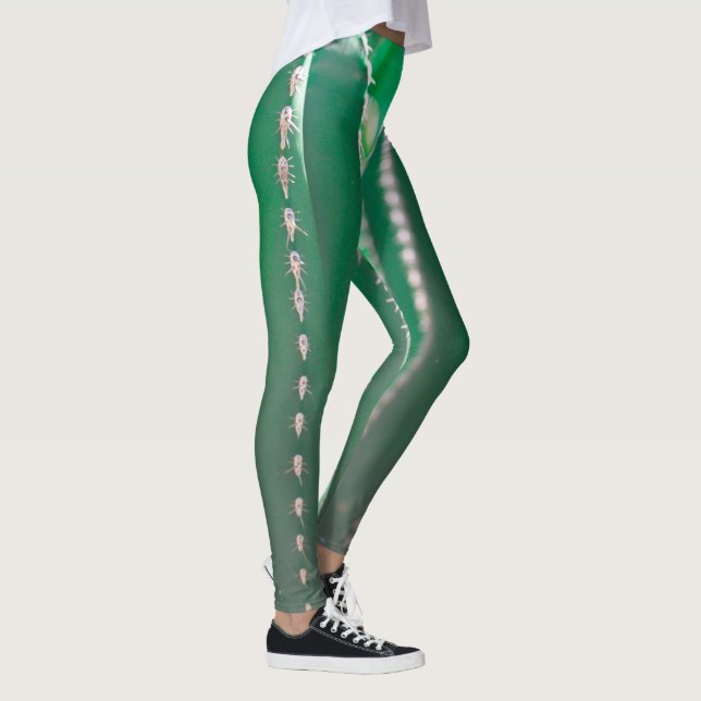 Green cactus plant leaves pastel leggings (Right)