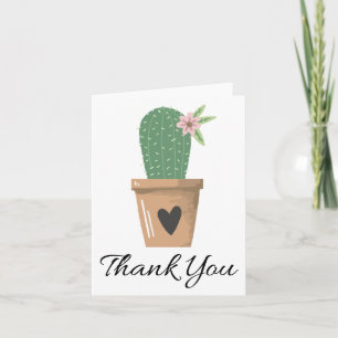 Green Cactus Thank You Pink Flower Southwestern Card