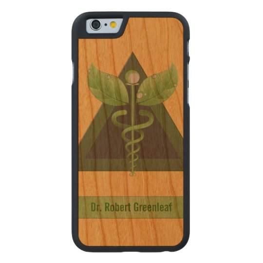 Green Caduceus Alternative Medicine Icon Carved Cherry iPhone 6 Case