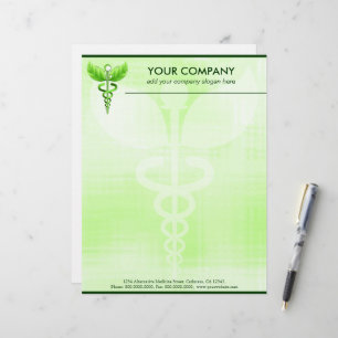 Green Caduceus Alternative Medicine Medical Symbol Letterhead
