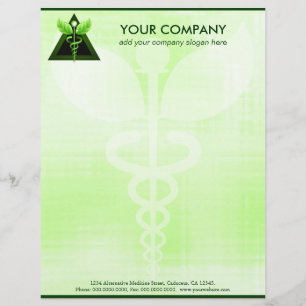 Green Caduceus Alternative Medicine Symbol Office Letterhead