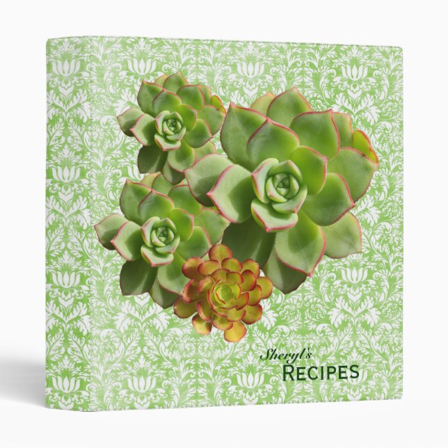 Green Calico Succulent Recipe Binder (Front/Spine)