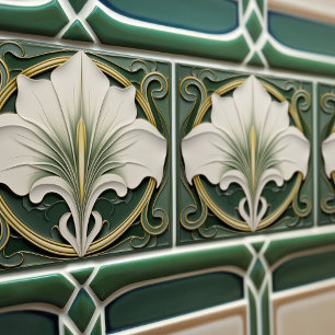 Green Calla Lily Backsplash Repro Art Nouveau Tile