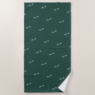 Green Calligraphy Personalized Repeat Name Beach Towel