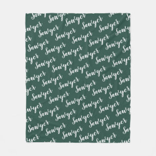 Green Calligraphy Personalized Repeat Name Fleece Blanket