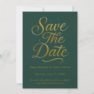 Green Calligraphy Save the Date Card