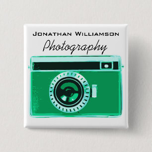 Green Camera Photography Business 2 Inch Square Button
