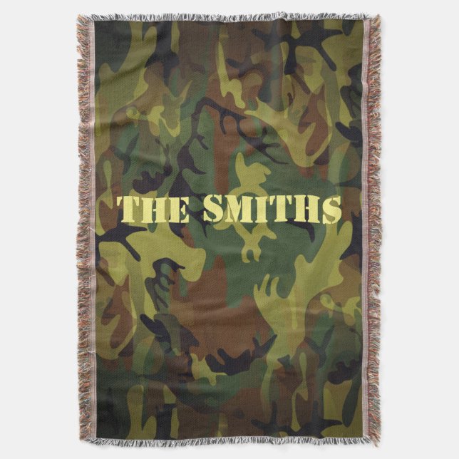 Green Cammo Throw Blanket (Front Vertical)