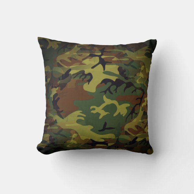 Green Cammo Throw Pillow (Front)