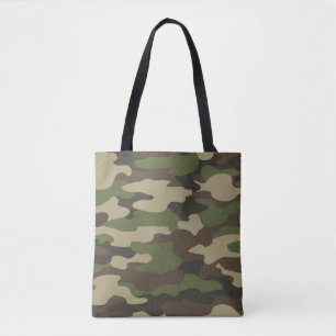 Green Camo Army Monogram Personalized Tote Bag