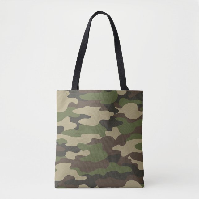 Green Camo Army Monogram Personalized Tote Bag (Front)