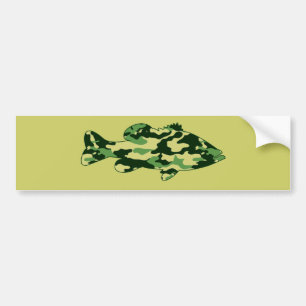 Green Camo Bass Fishing Bumper Sticker