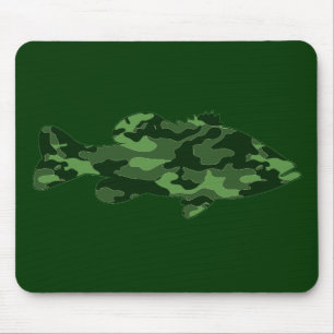 Green Camo Bass Fishing Mouse Pad