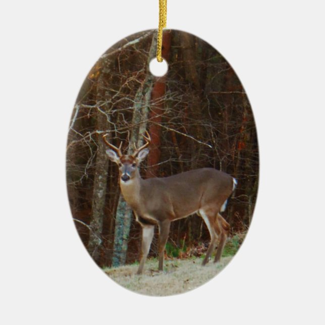 Green Camo,Camouflage Deer Ceramic Ornament (Front)