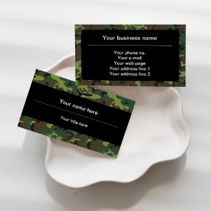 Green Camo, Camouflage, Military, Army Business Card