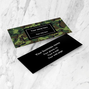 Green Camo, Camouflage, Military, Army Mini Business Card