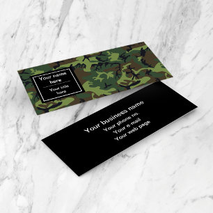 Green Camo, Camouflage, Military, Army Mini Business Card