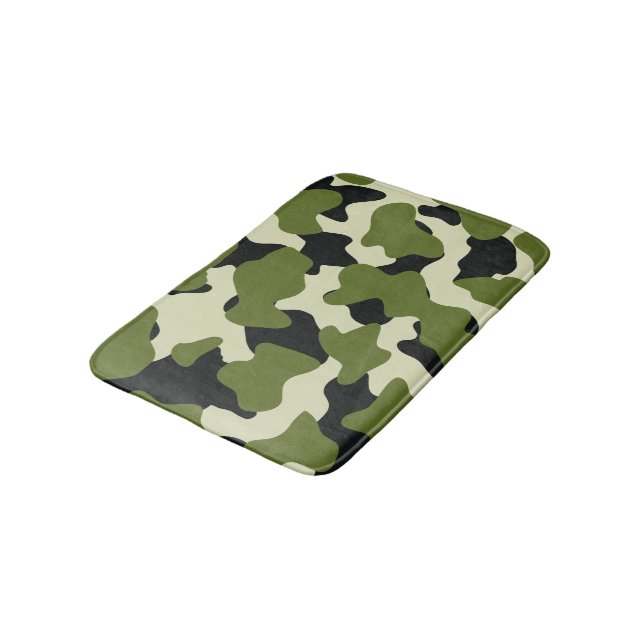 Green Camo Cow Spots  Bath Mat (Angled)