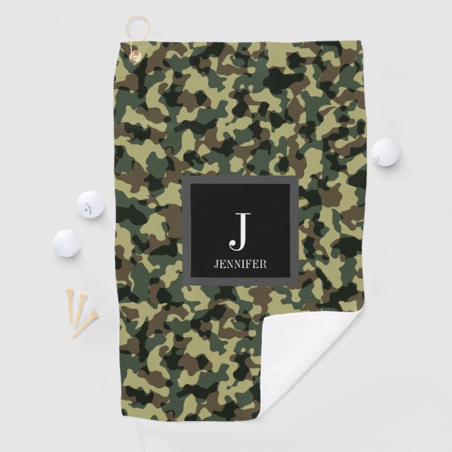 Green Camo Custom Name Golf Towel (InSitu)