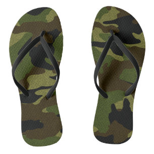 Green Camo Military Camouflage Pattern Flip Flops