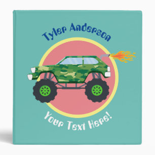 Green Camo Monster Truck, DIY Name & Extra Text Binder